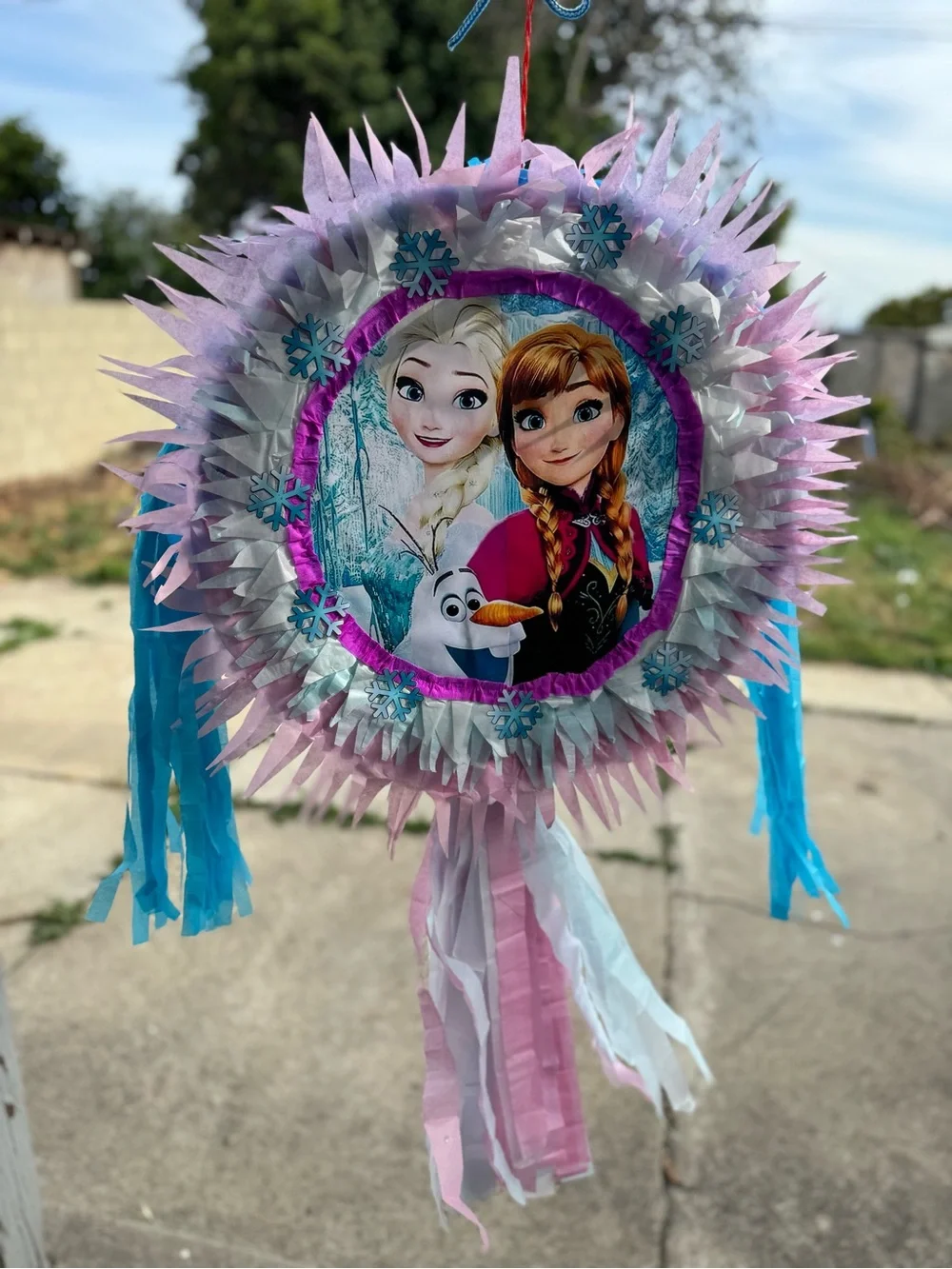 Frozen Themed Pink & Blue Party Pinata - Anna, Elsa & Olaf